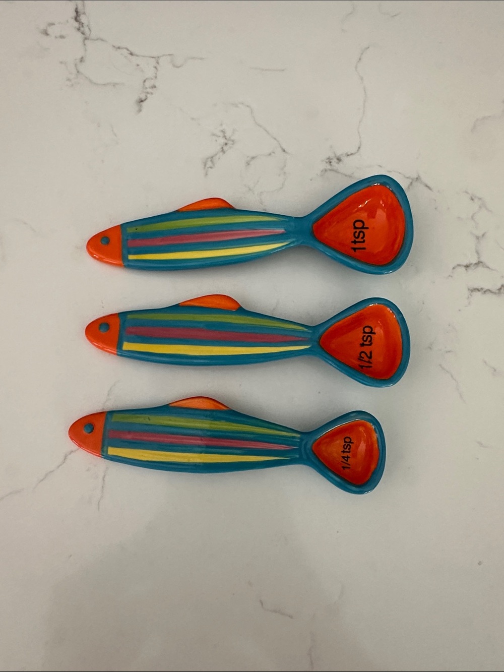 Colorful Fish Measuring Spoon Set - Blue & Orange